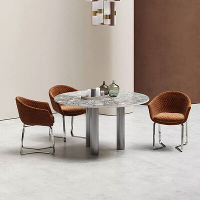 Luxury Custom Nordic Dining Chair Orange Velvet Metal Leg Hotel Furniture Seat