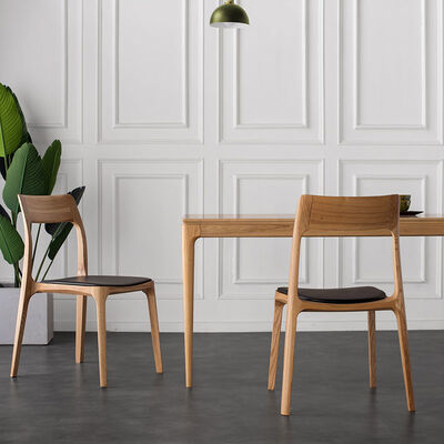 Modern Nordic Solid Ash Wood Dining Chair Antique PU Leather Furniture