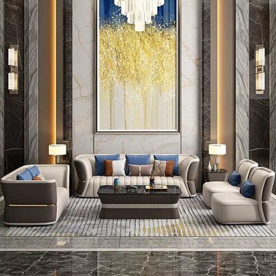 Italian Luxury Style 6 Piece Sectional Couch Furniture Leather 1+2+3 Set