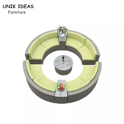 Outdoor Round Shaped Woven Rattan Sofa Garden Leisure Rust Resistant Waterproof Sofa Set