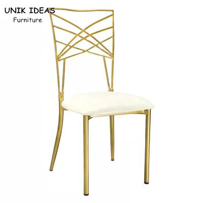 Gold Chameleon Banquet Wedding Chair Stackable Luxury Metal Cross Back