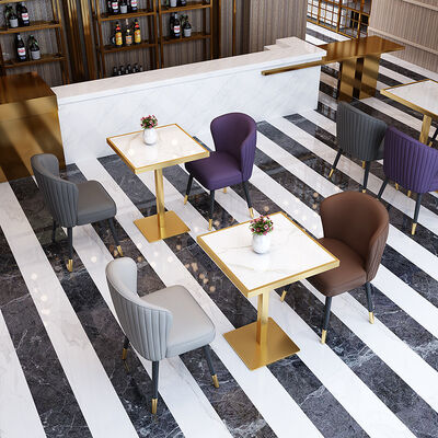 84cm Modern Minimalist Kitchen Table And Chairs Set Metal Leather Hotel Lobby