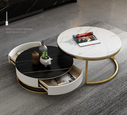 80x80cm Round Luxury Center Tables Design Metal Black Combination