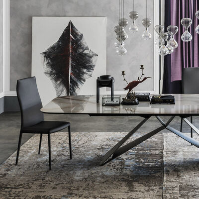 150cm Luxury Dining Table And Chairs Gray Marble Dining Table Set For 2 4 5 6