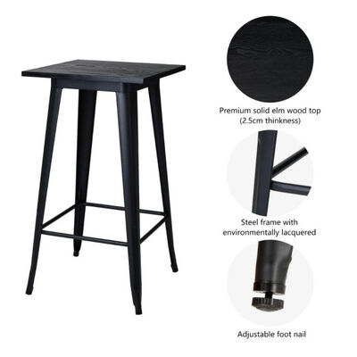 rustic round bar table 100cm high Industrial Pub Vintage Wood Metal