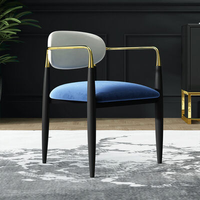 Navy Blue Metal Frame Dining Table And Chairs For Small Spaces Tufted Leather 58x58x73CM