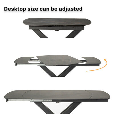 Marble Extendable Dining Table And Chairs Set Modern Nordic Black Adjusted 200cm