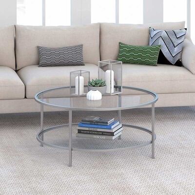 Durable Round Glass Coffee Table Living Room Furniture 17" H X 36" L X 36" W