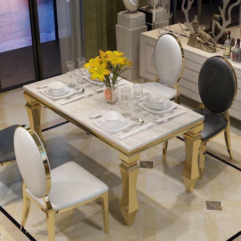 Garden Home Luxury Dining Table And Chairs 240cm 120cm 140cm 6 Seater  Marble