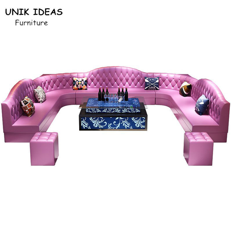 Button Tufted Club Lounge Sofa Leather Chesterfield U Shaped Sectional With Sleeper