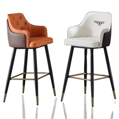 良い値段 Metal Arm Orange Synthetic Leather Stool Cheap Commercial Modern Tall Bar Chair オンライン