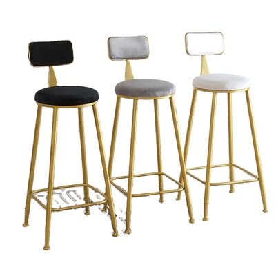 良い値段 Hot Sale Nordic Tall Cheap Counter Furniture Gold Metal Velvet Back Luxury Kitchen Modern High Stool Bar Chairs for Bar Table オンライン