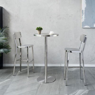 お買い得 工業スタイル アウトドア ビストロ ステンレス スチール KTV チェアと SH60cm バーテーブルセット オンライン