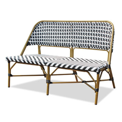良い値段 Outdoor Garden Patio French Bistro Cafe Aluminum 2 Seater Rattan Bench Chair オンライン