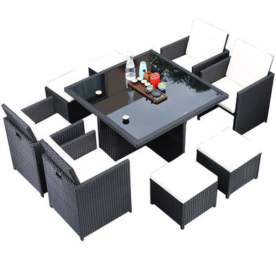 お買い得 8 席 屋外 ラタン 椅子 庭 庭 空間 節約 温かい ガラス コーヒー テーブル セット オンライン