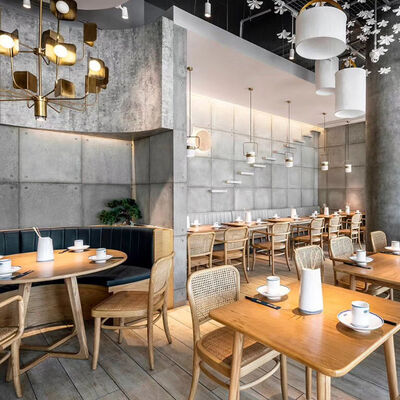 お買い得 オーダーメイド レストラン 家具 屋外 庭 木製 食卓 と ラタン 椅子 レストラン セット オンライン