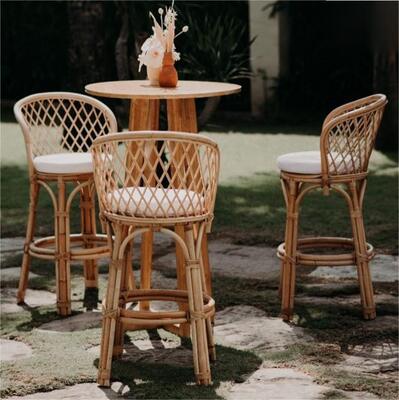 良い値段 Nordic Rattan High bar Table and Chair Cafe Restaurant Creative Retro  Backrest Rattan bar Stool オンライン