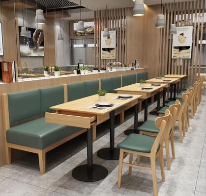 良い値段 Comfortable New Design Modern Restaurant Chair Table Sofabooth Sets Wooden Muebles Restaurante オンライン