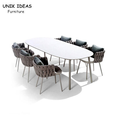 良い値段 腕を搭載する椅子を食事する藤の屋外の枝編み細工品は編まれるテラス ロープを200cm防水する オンライン